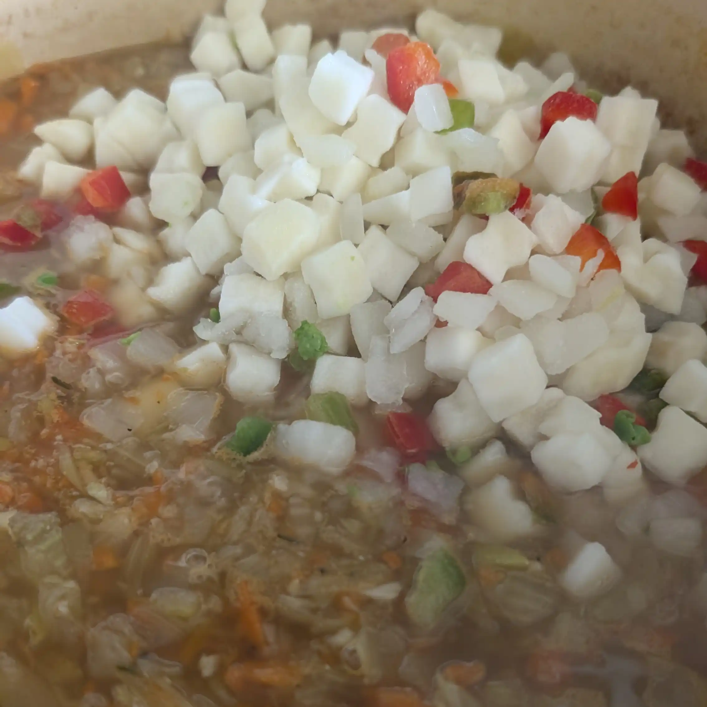 Potatoes O'Brien in Soup
