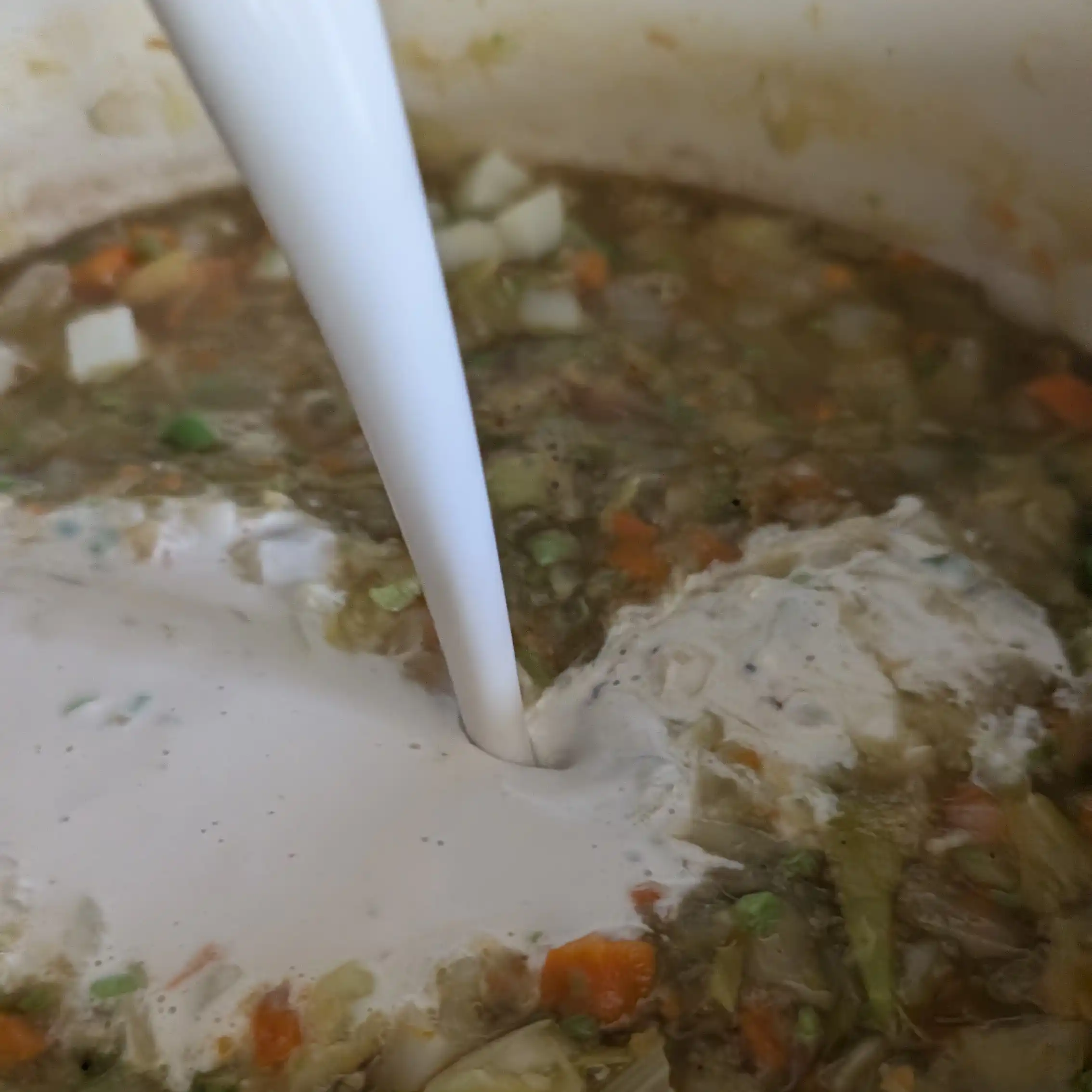 Adding Cashew-Bean Cream to Soup Base