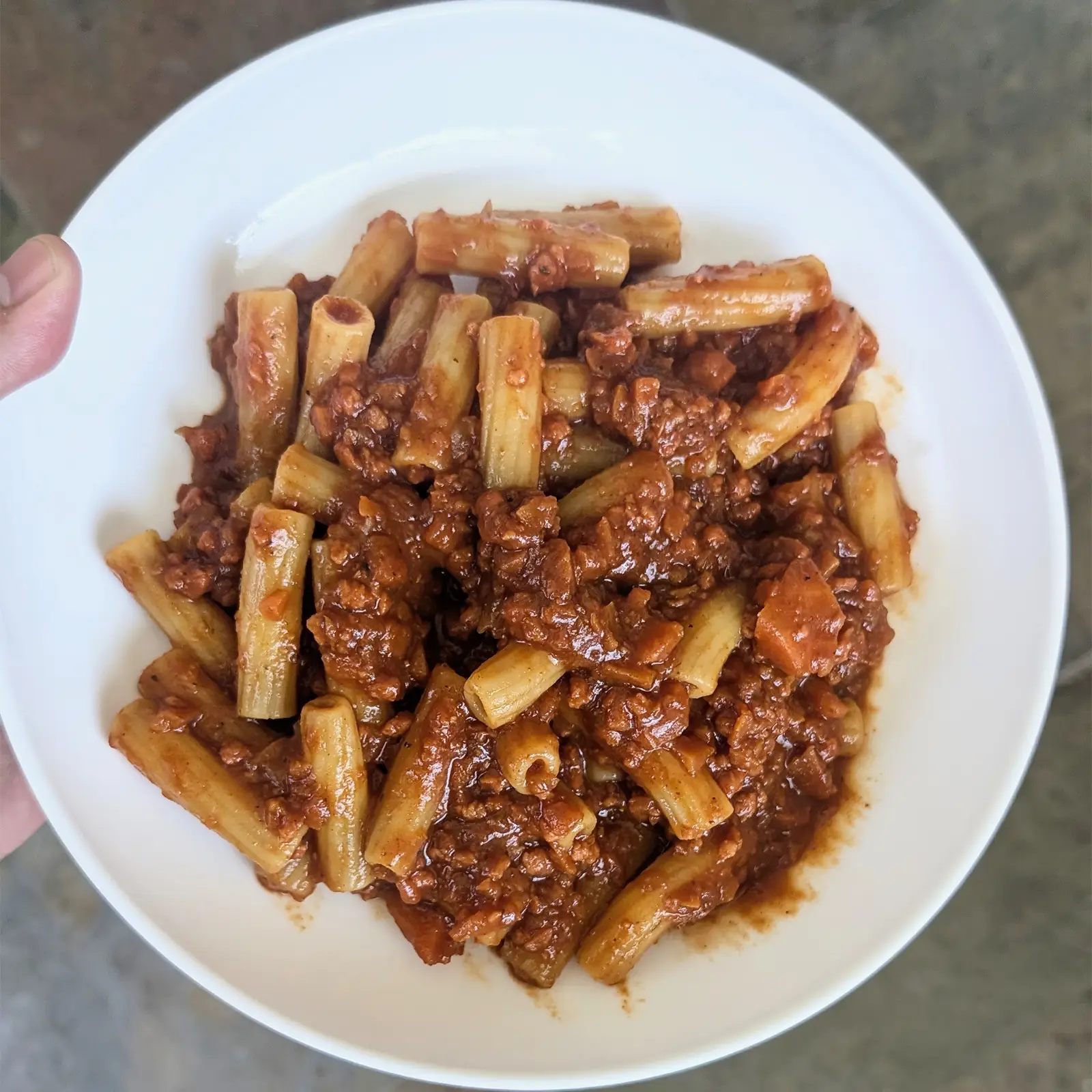 Currywurst Bolognese Rigatoni