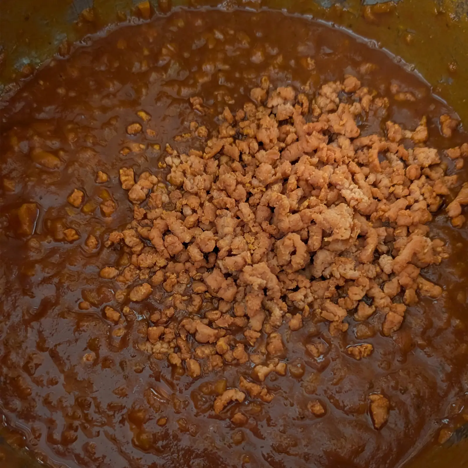 Ground Veggie Dog on Bolognese
