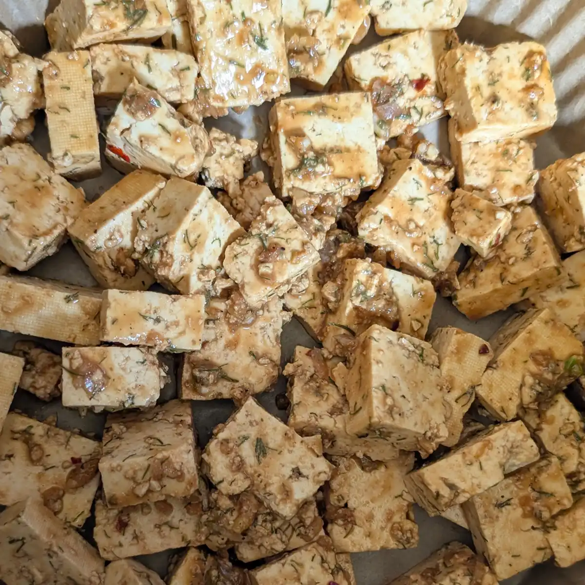Dill & Garlic Tofu Before Baking