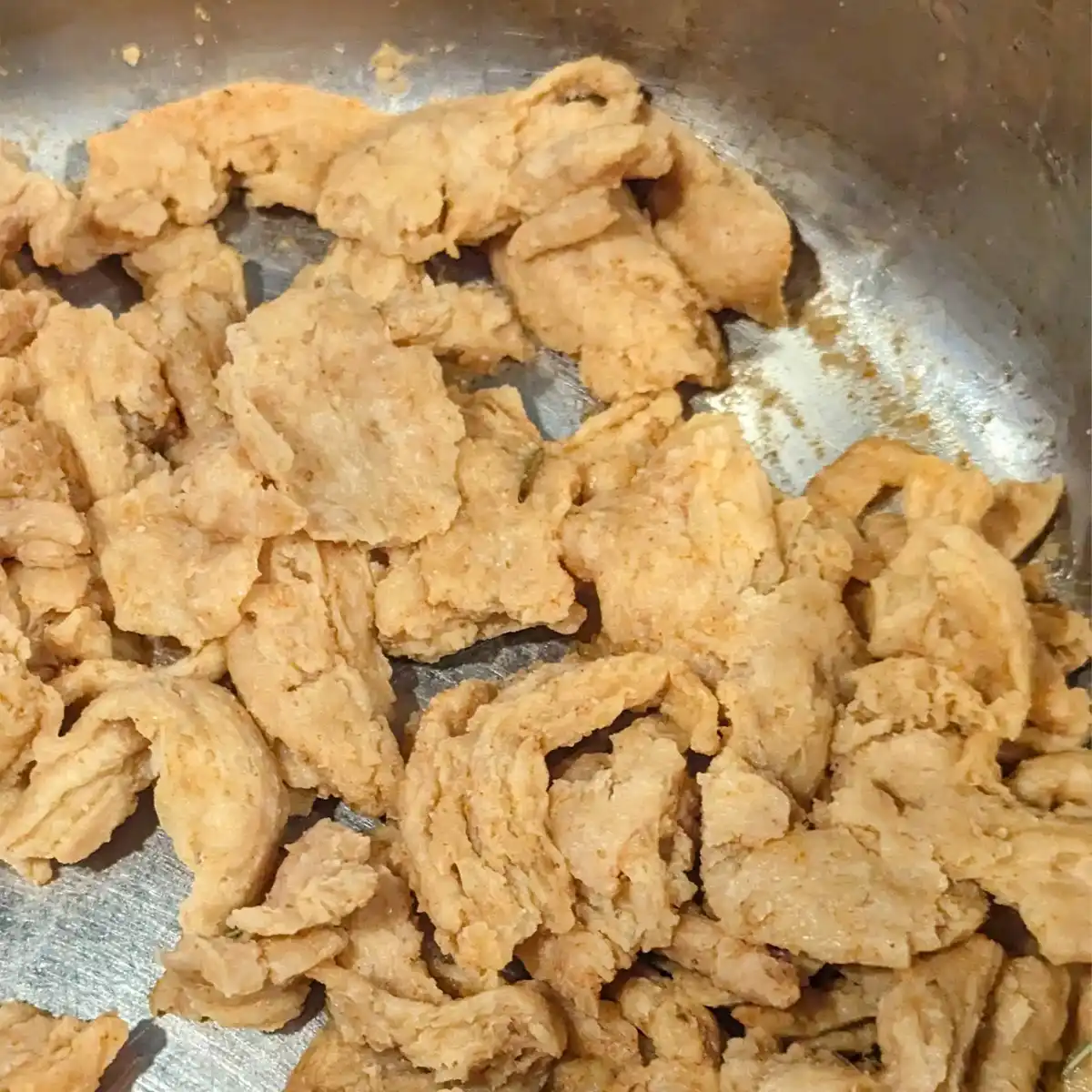 Soy Curls Rehydrated in Broth